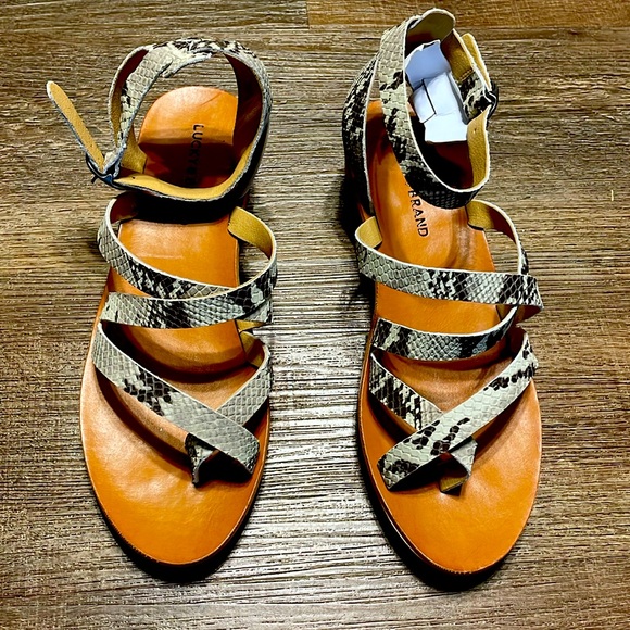 Lucky Brand Shoes - Lucky Brand Neutral Snake Python Print Gladiator Sandals 10 Medium Flats Summer